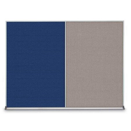 United Visual Products Triple Door Radius Corkboard, 72"X36", W UV8005-WHITE-BUFF
